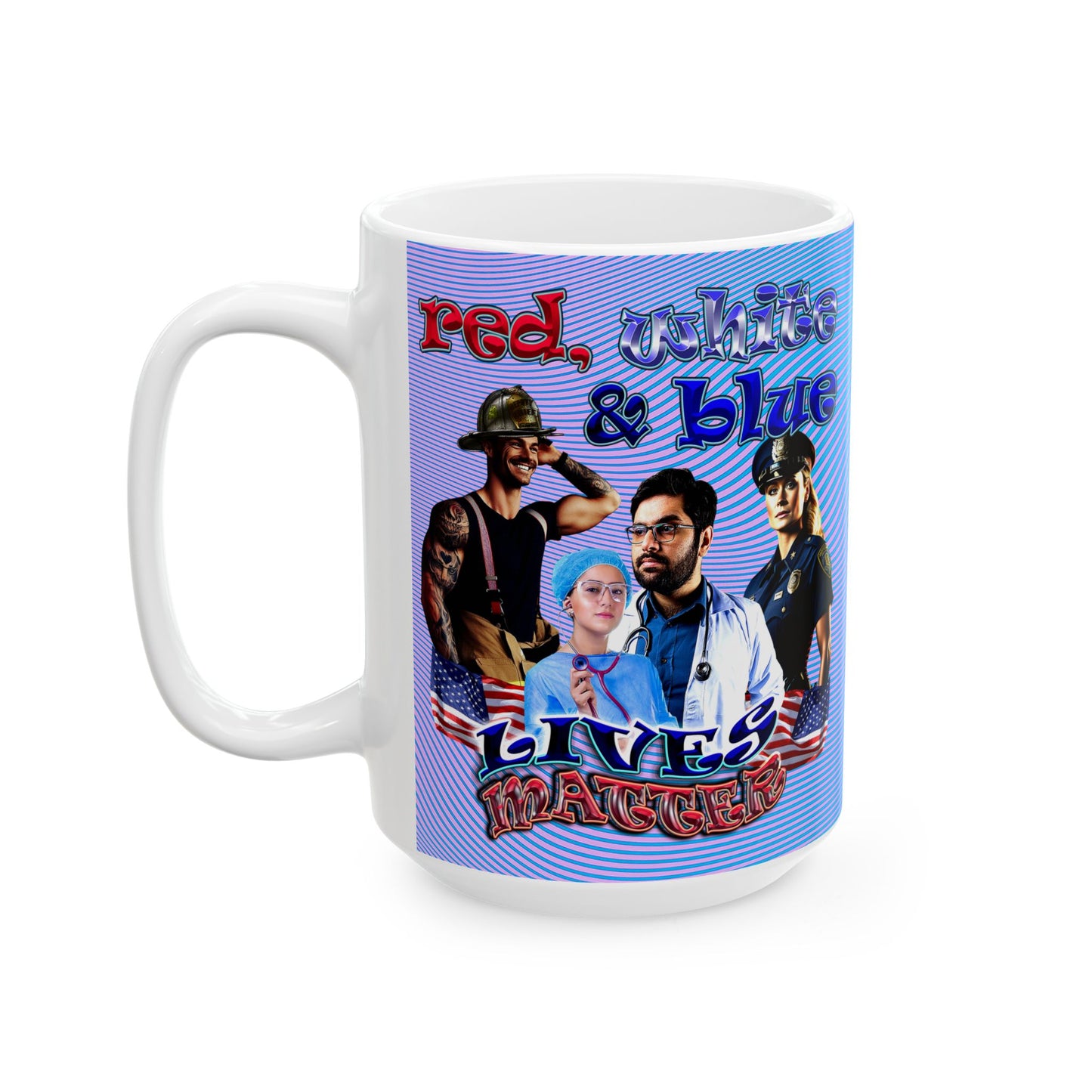 rw&b lives matter - White Mug (light blue-purple wave)
