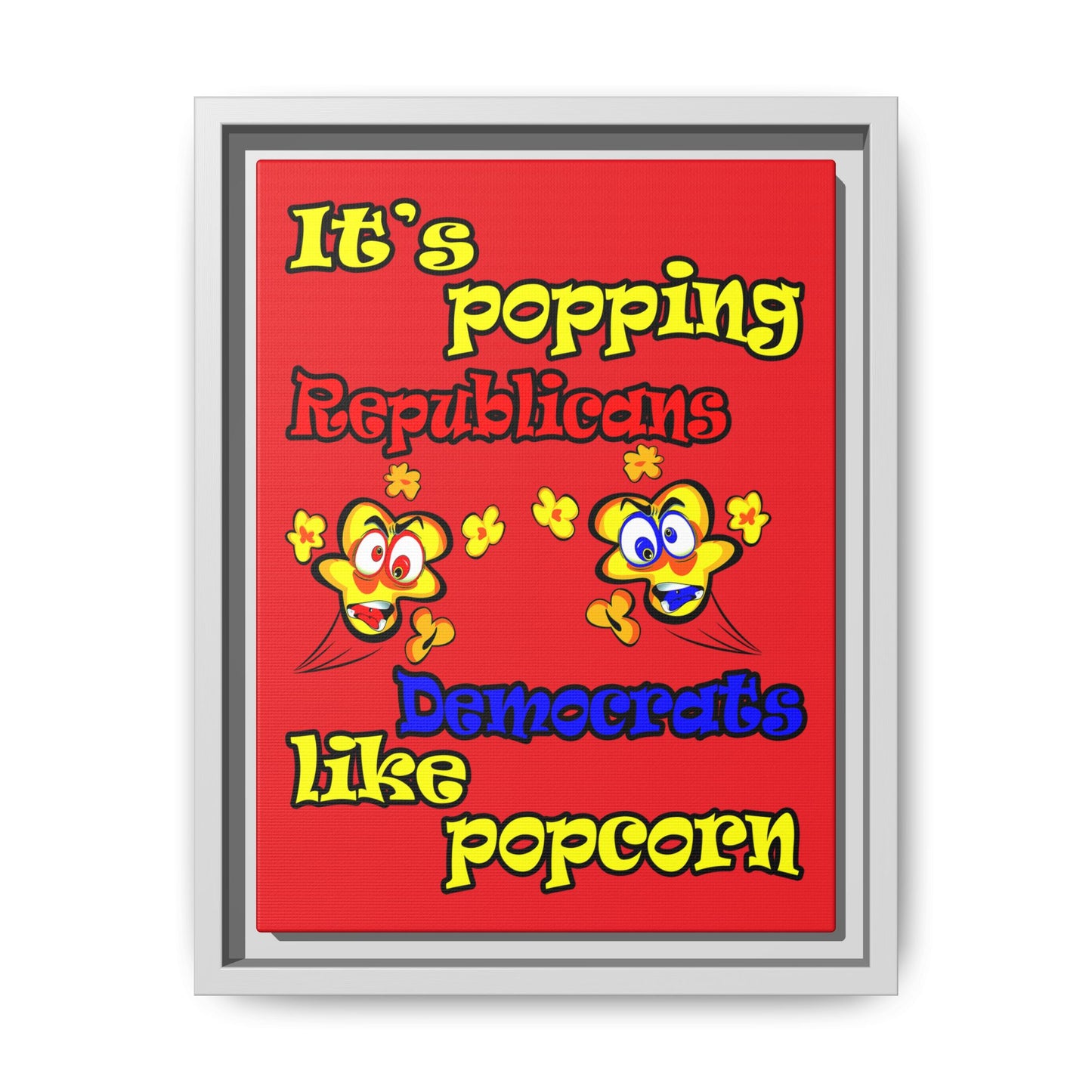 popping like popcorn - framed canvas art (red)