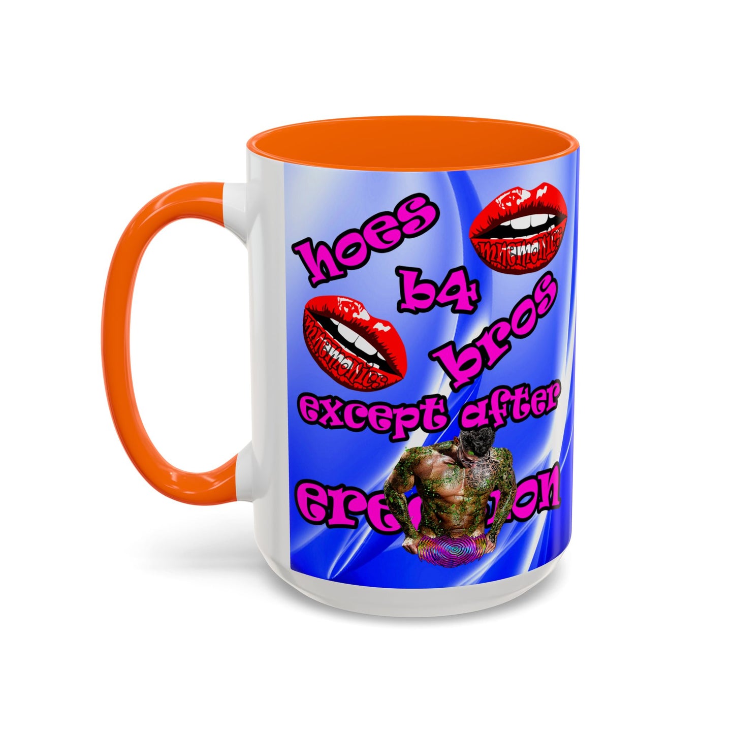 hoes b4 bros - Accent Mug (blue-white wave)