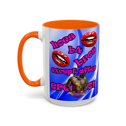 hoes b4 bros - Accent Mug (blue-white wave)