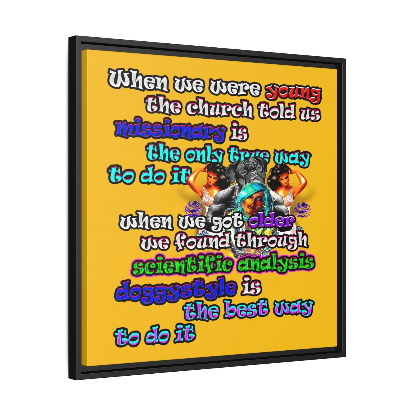 doggystyle - framed canvas art (yellow)
