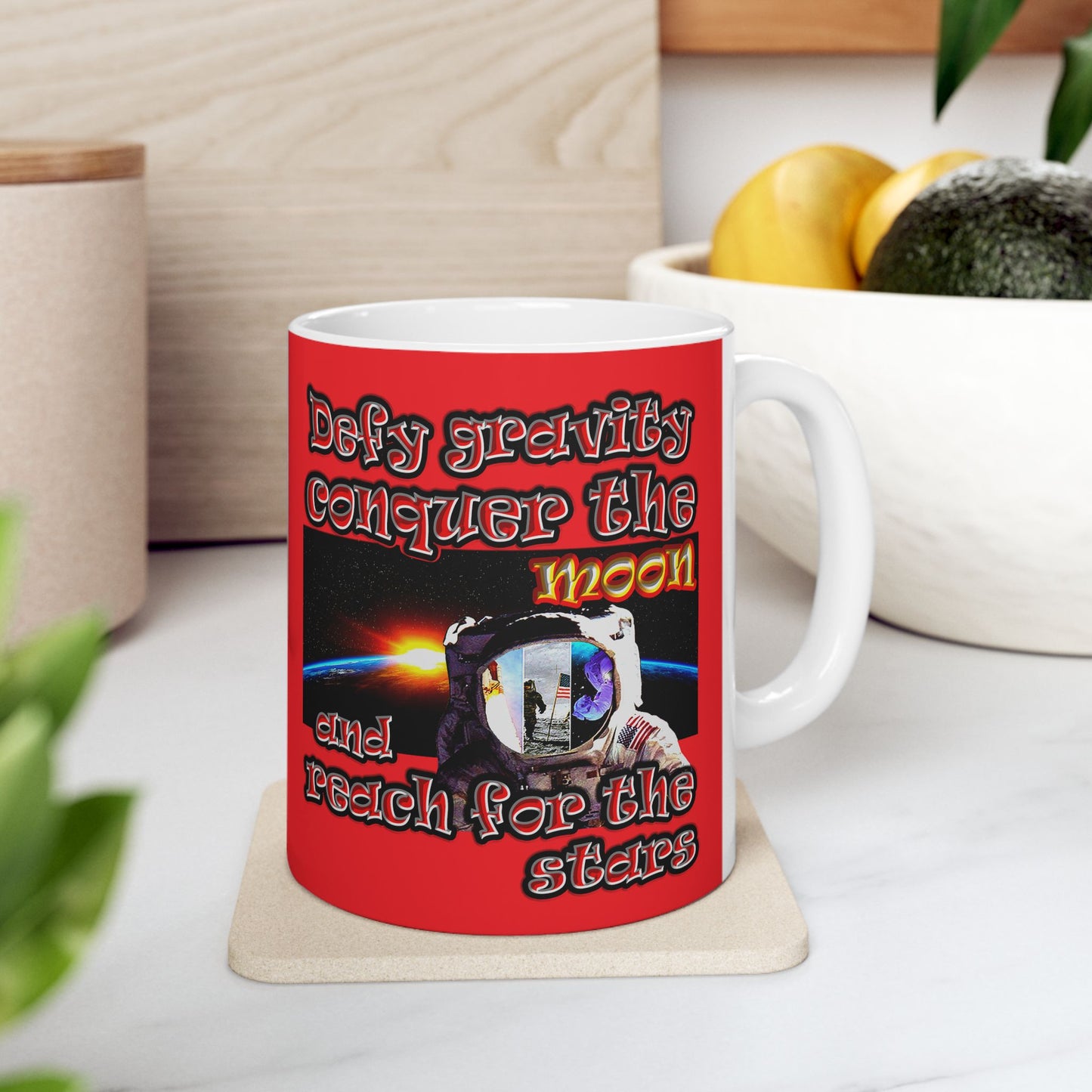 defy conquer reach - White Mug (red)