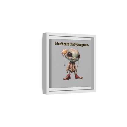 I don't care that your green - framed canvas art (light grey)