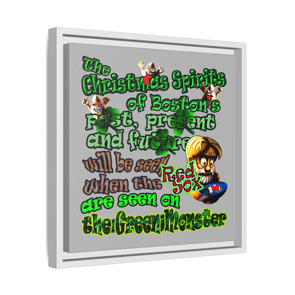 christmas spirits of boston - framed canvas art (light grey)