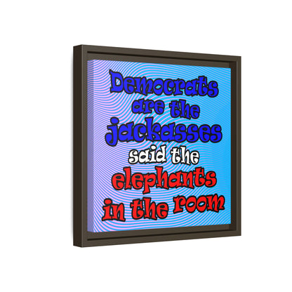 donkeys and elephants - framed canvas art (light blue-purple wave)