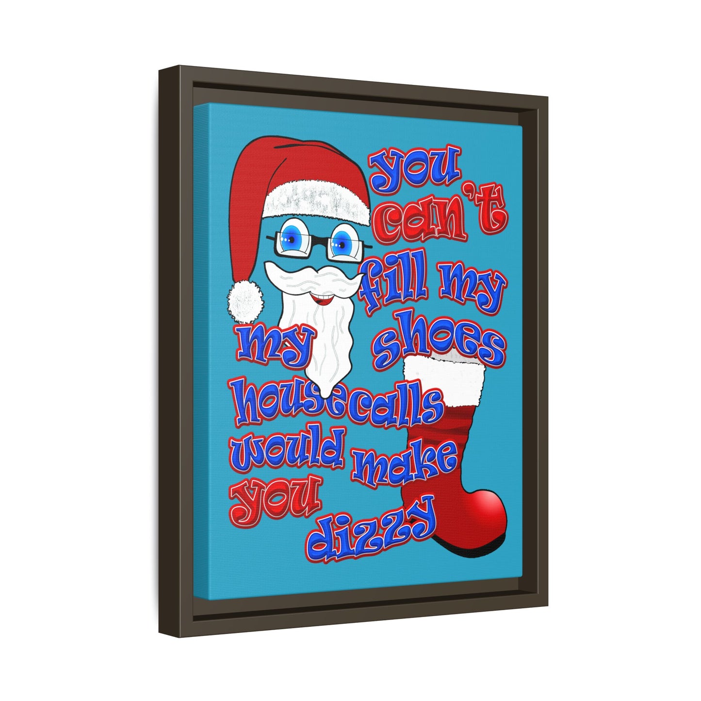 santa's shoes - framed canvas art (turquoise)