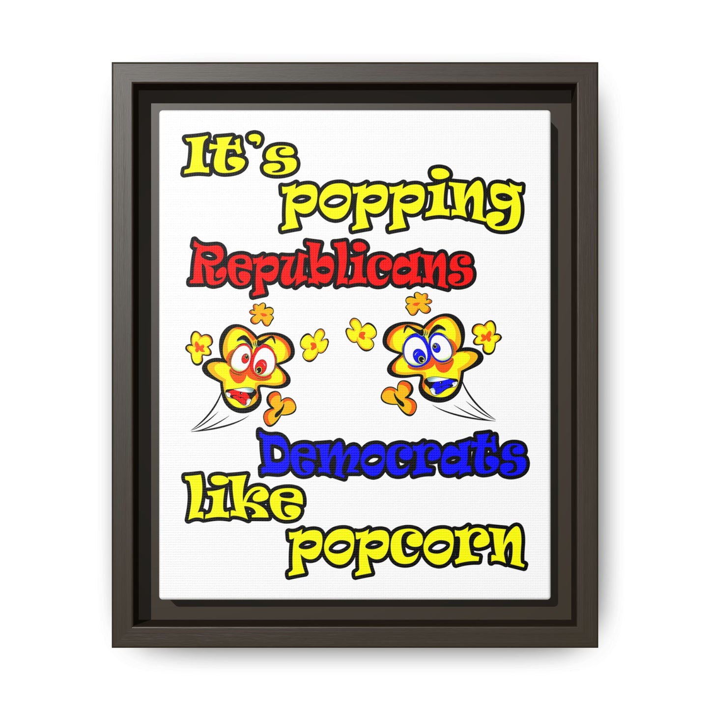 popping like popcorn - framed canvas art (white)