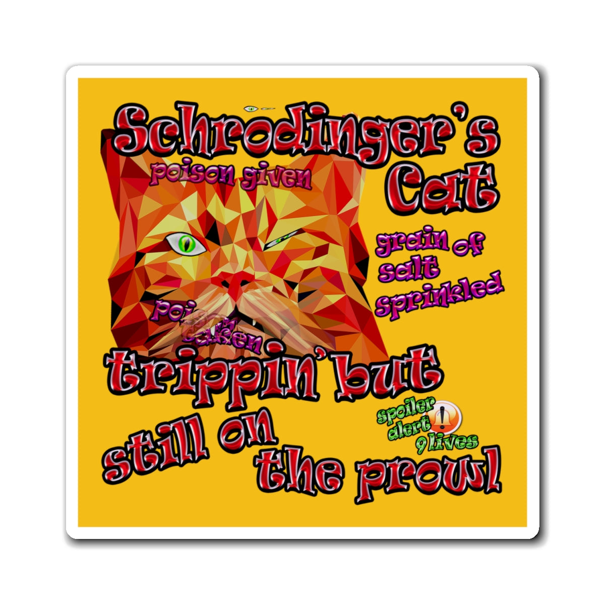 schrodinger's cat - Magnets - (yellow)