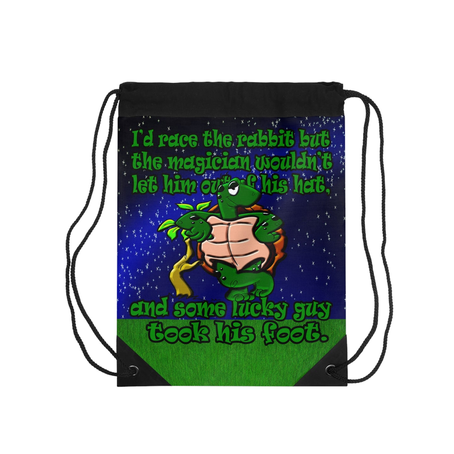 turtle race - Drawstring Bag ('snoops' background)