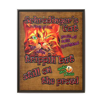 schrodinger's cat - framed canvas art (brown papyrus)