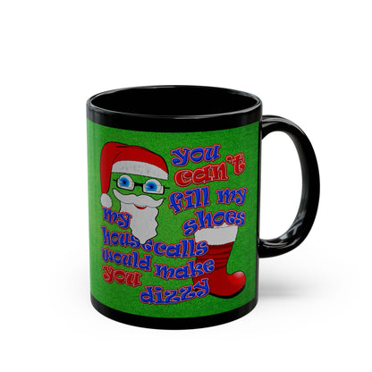 santa's shoes - Black Mug (green turf)