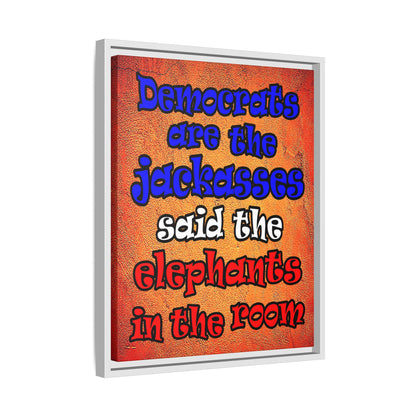donkeys and elephants - framed canvas art (burnt orange)