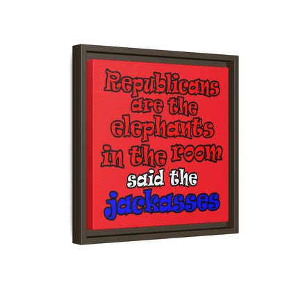 donkeys and elephants - framed canvas art (red)