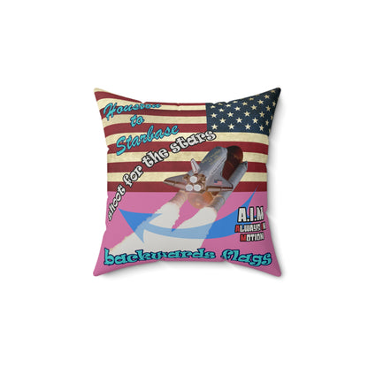shoot for the stars - Faux Suede Square Pillow - (light pink)
