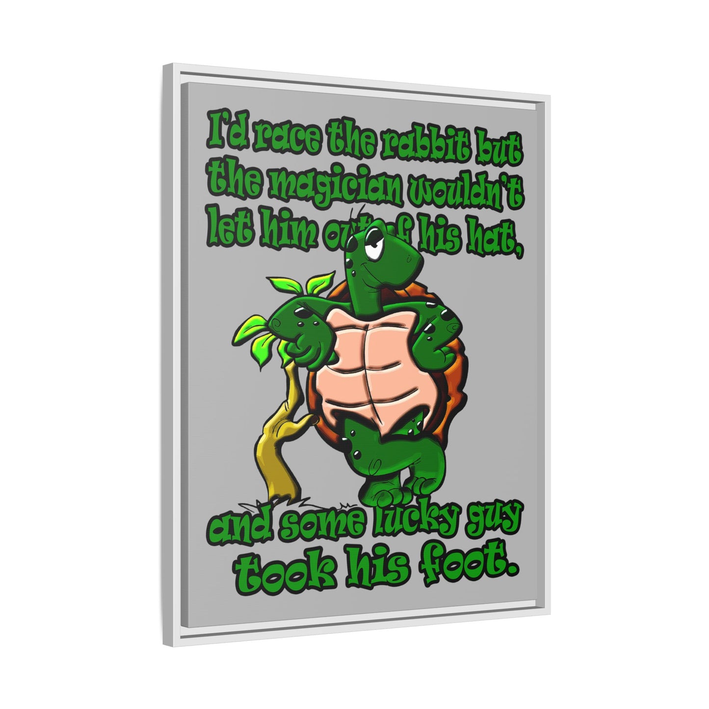 turtle race - framed canvas art (light grey)