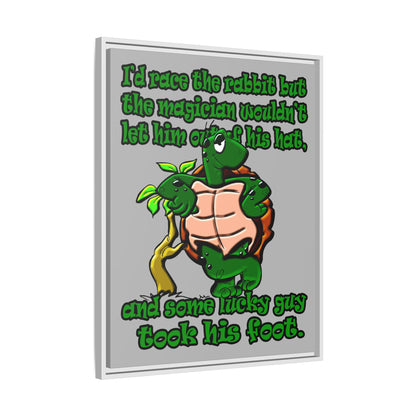 turtle race - framed canvas art (light grey)