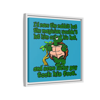 turtle race - framed canvas art (turquoise)