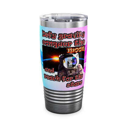 defy conquer reach - Ringneck Tumbler, 20oz (light blue-pink wave)