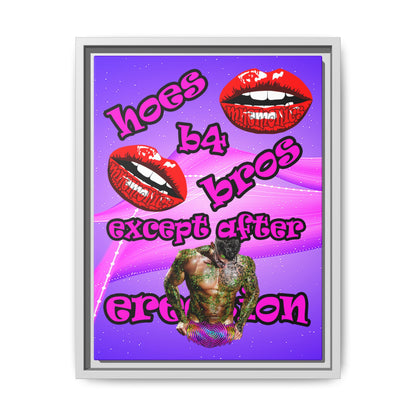 hoes b4 bros - framed canvas art (purple-pink wave)
