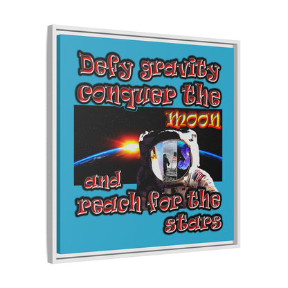 defy conquer reach - framed canvas art (turquoise)
