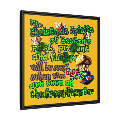 christmas spirits of boston - framed canvas art (yellow)