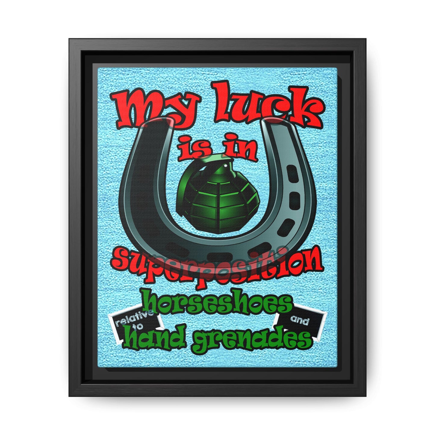 my luck - framed canvas art (faded blue)