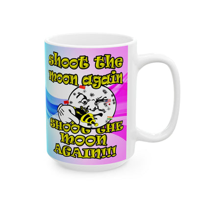 shoot the moon again - White Mug (light blue-pink wave)