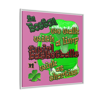 celtics logo - framed canvas art (light pink)