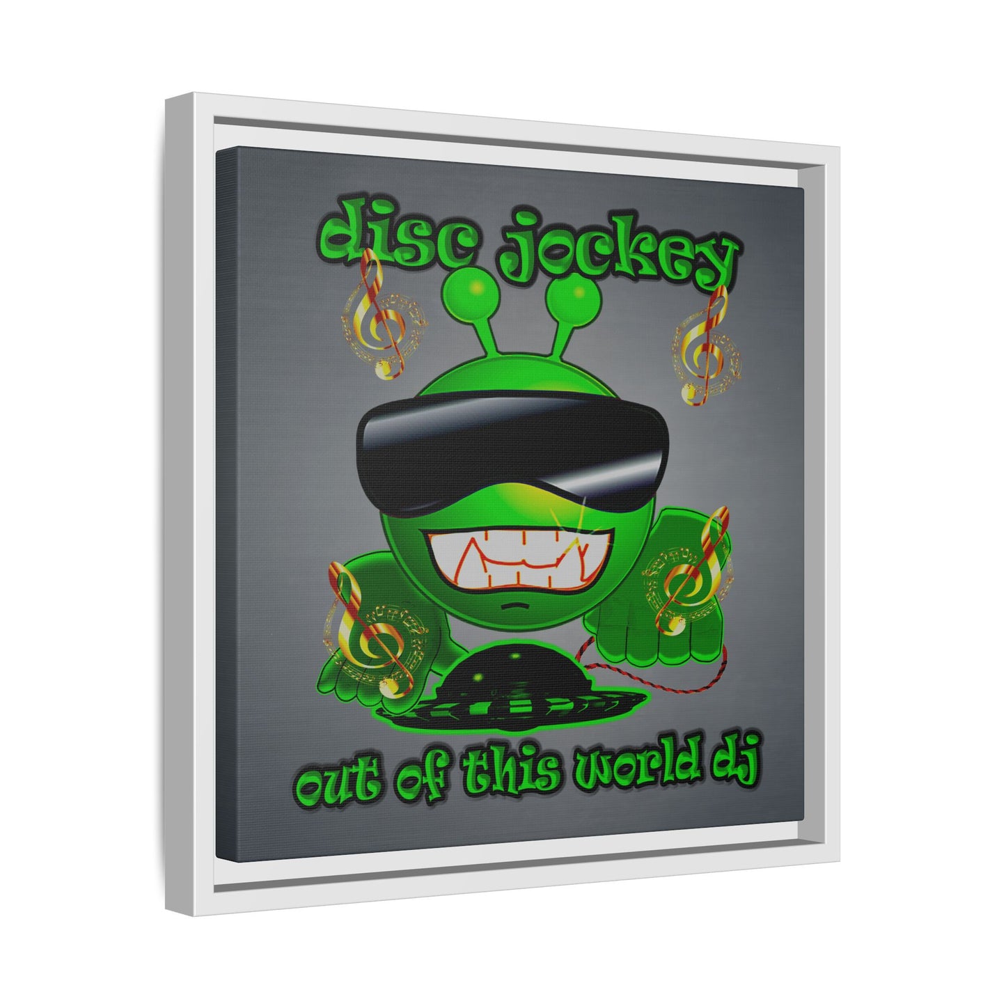 disc jockey - framed canvas art (grey-light grey)