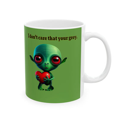 I don't care that your grey - White Mug (green)