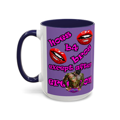 hoes b4 bros - Accent Mug (light purple)