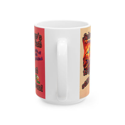 schrodinger's cat - White Mug (yellow-orange wave)