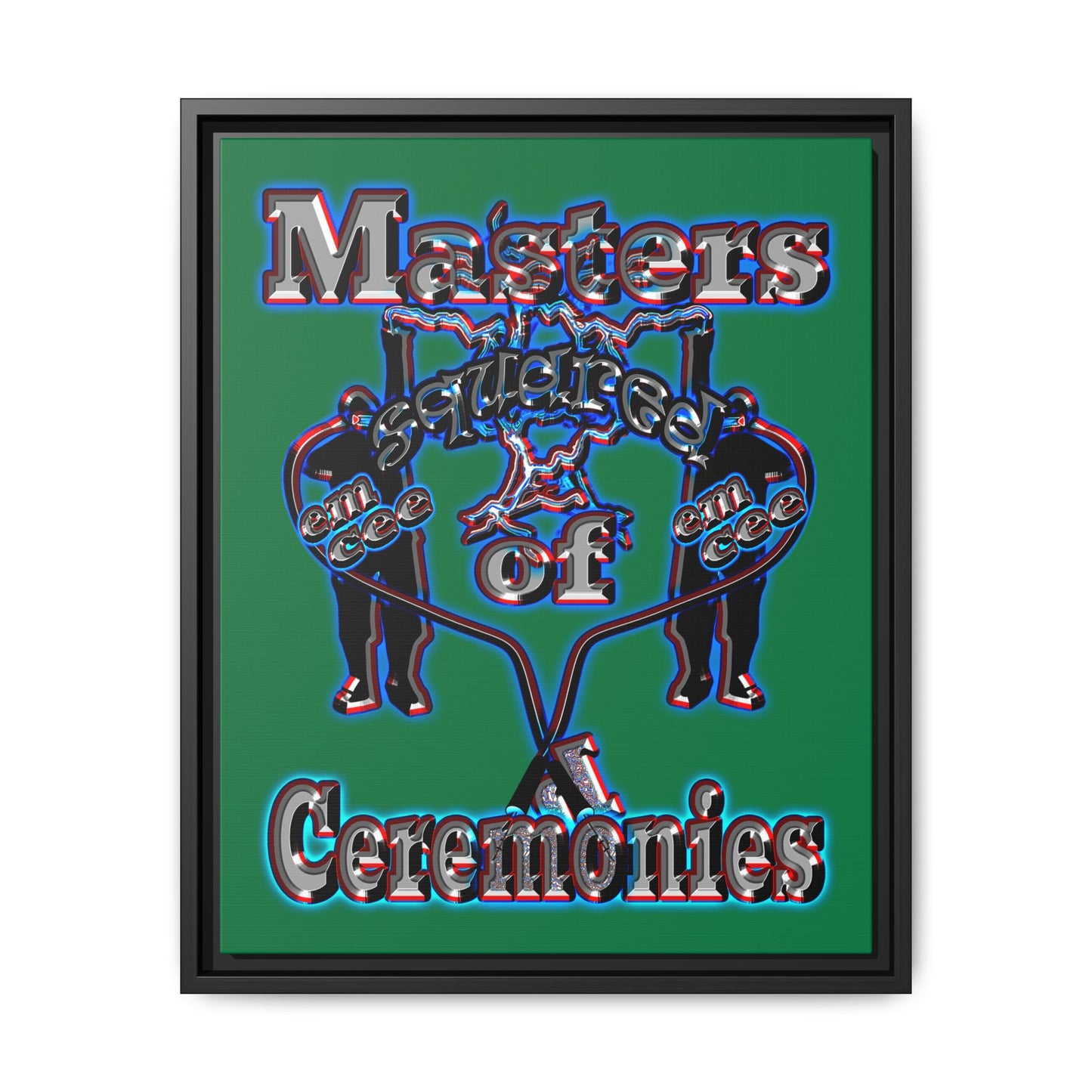 em cee squared - framed canvas art (dark green)
