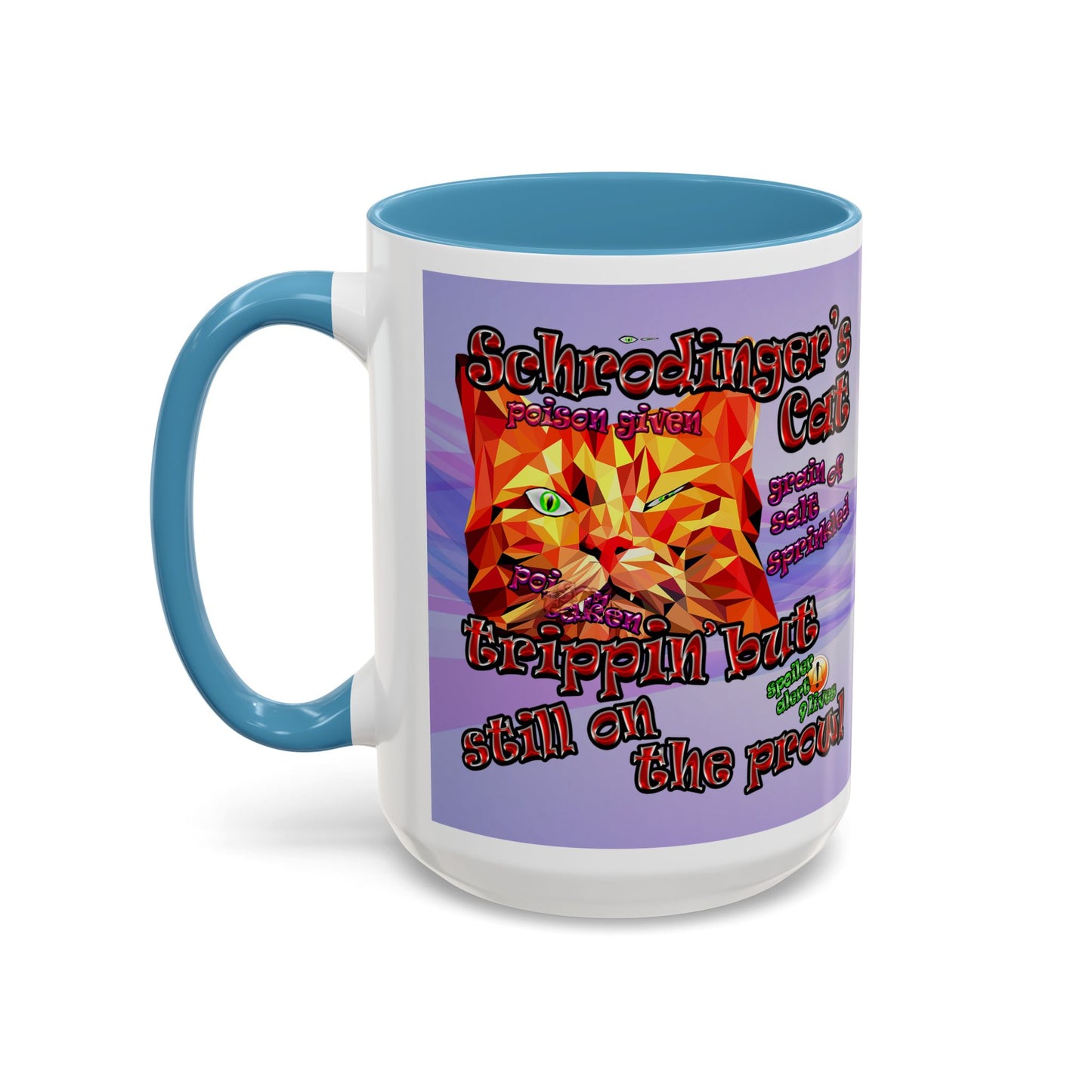 schrodinger's cat - Accent Mug (light blue-pink wave)