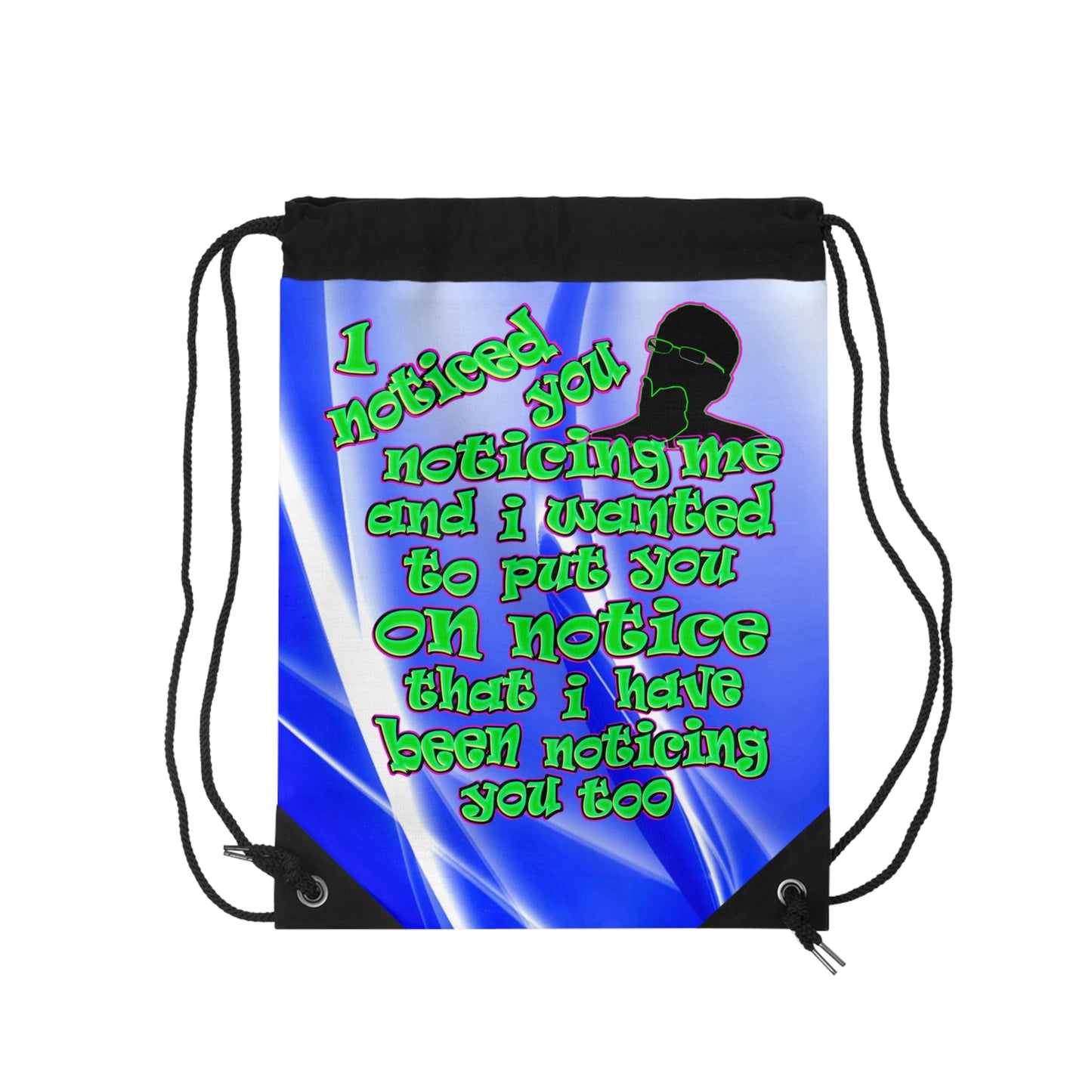 noticed you noticing - Drawstring Bag (blue-white wave)