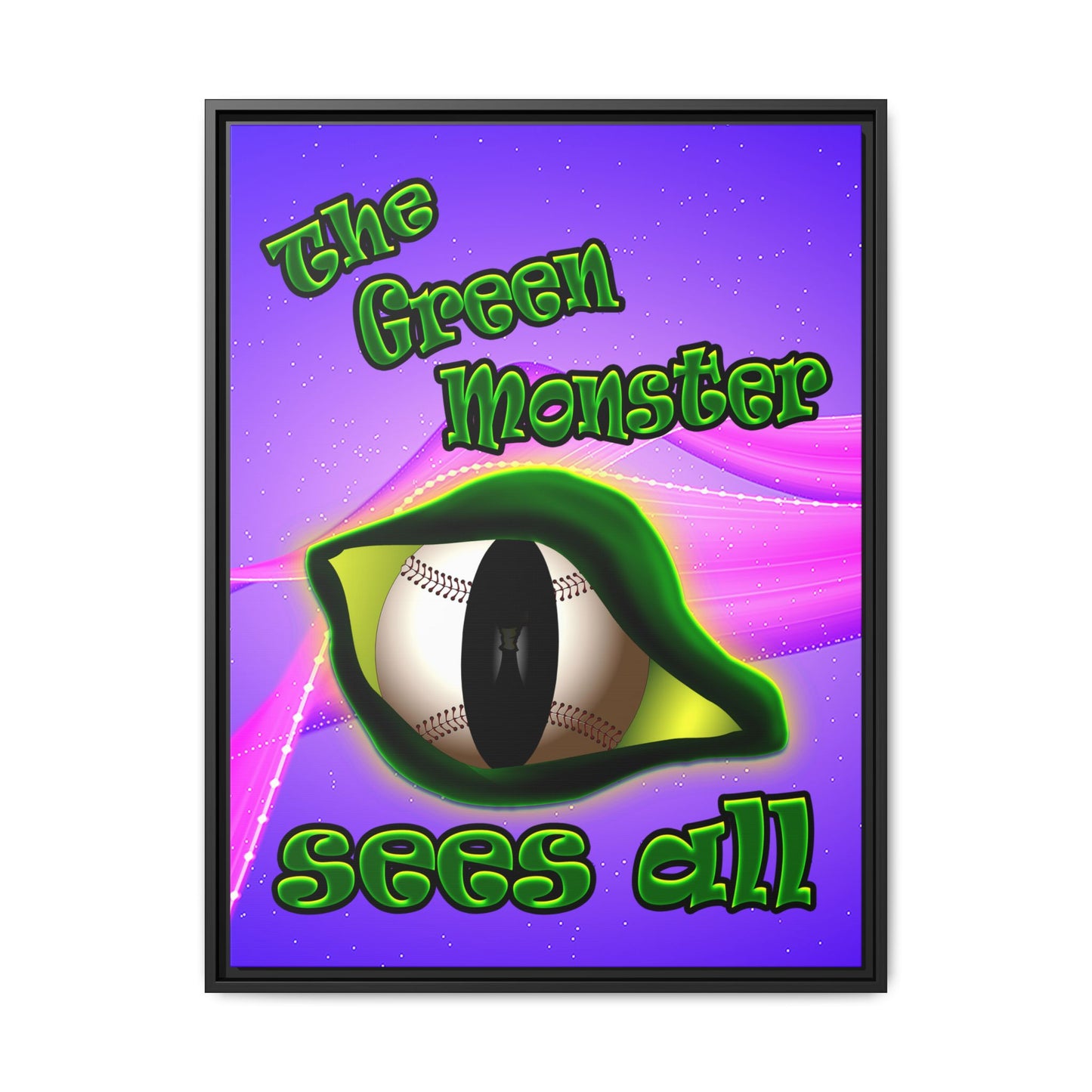 green monster - framed canvas art (purple-pink wave)