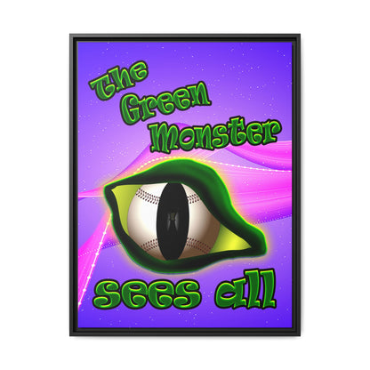 green monster - framed canvas art (purple-pink wave)