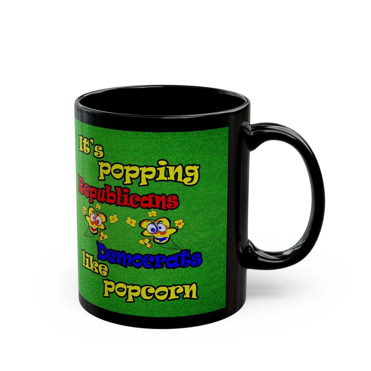 popping like popcorn - Black Mug (green turf)