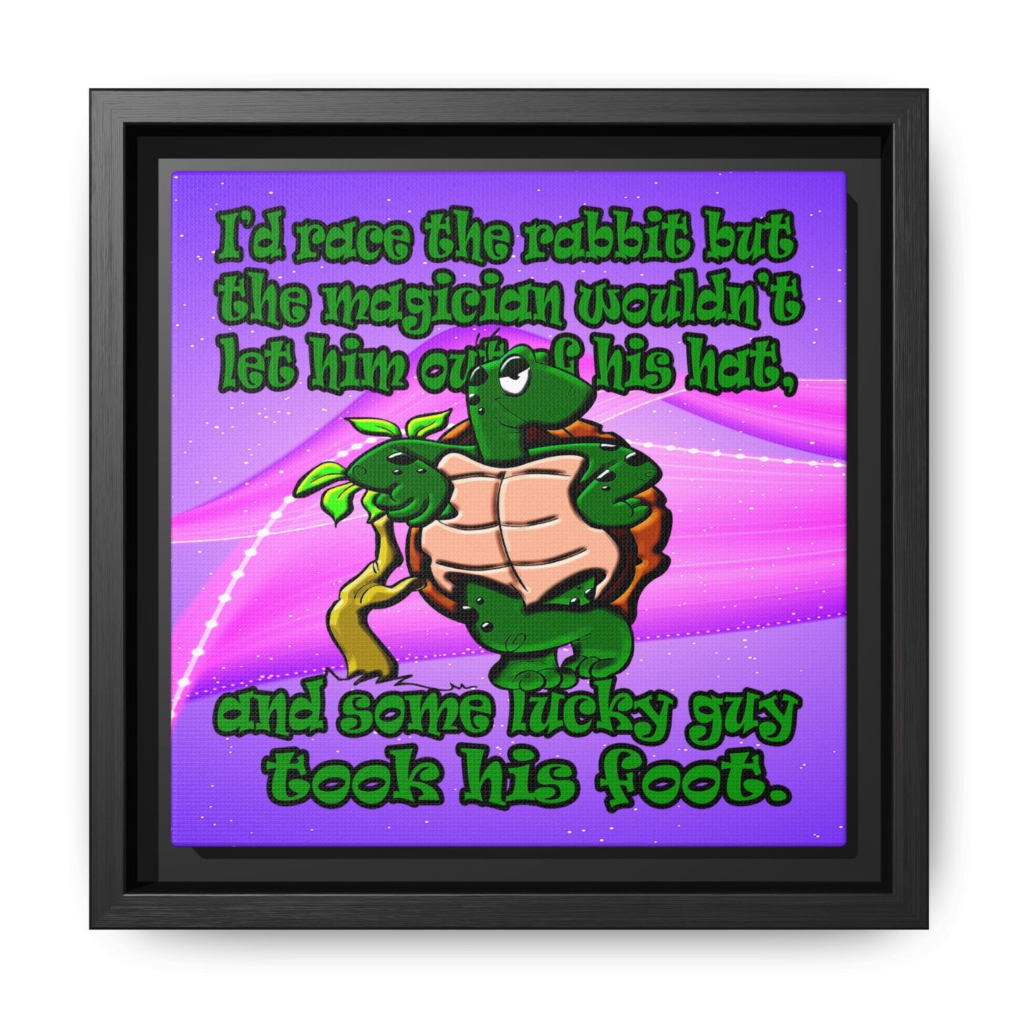 turtle race - framed canvas art (purple-pink wave)