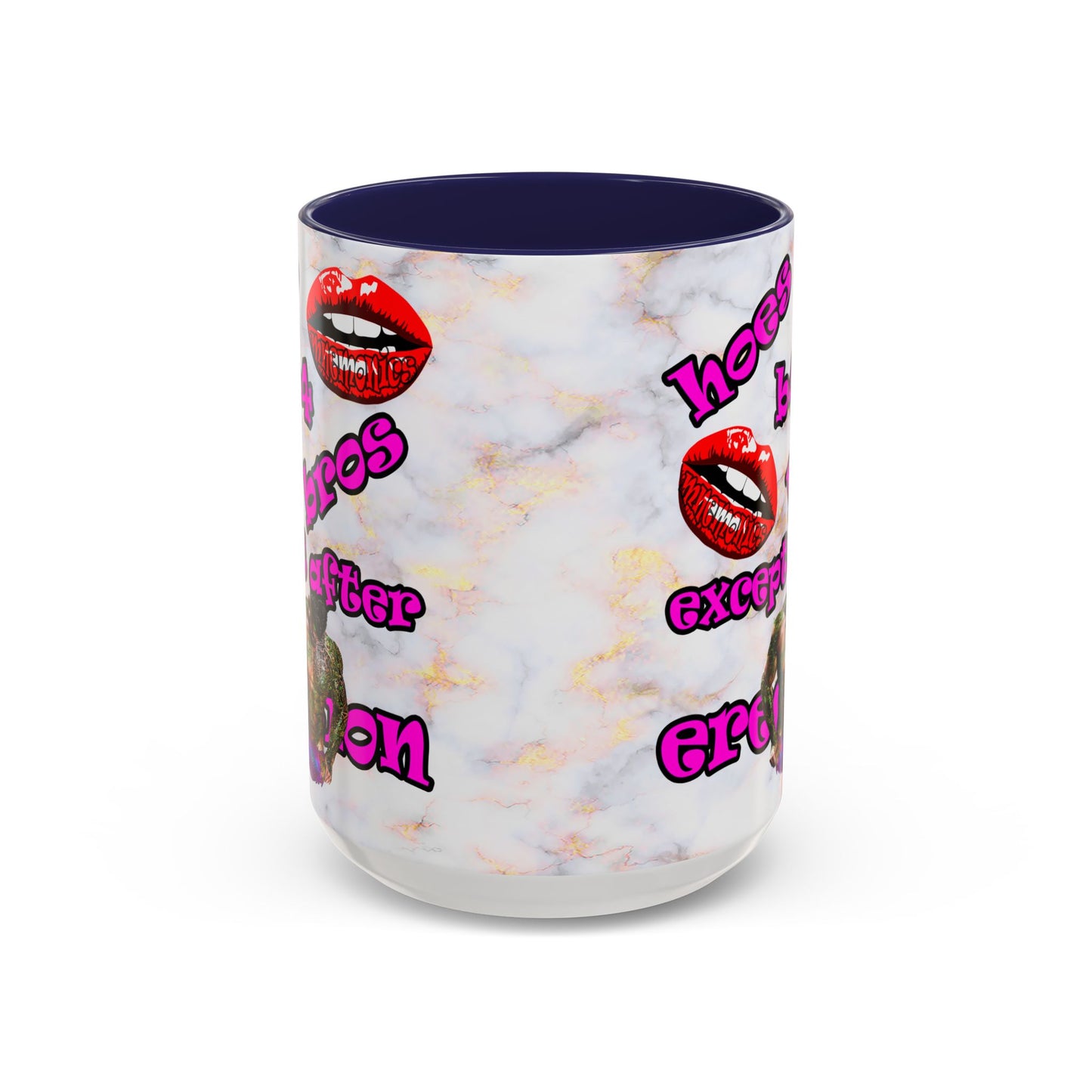 hoes b4 bros - Accent Mug (white marble)