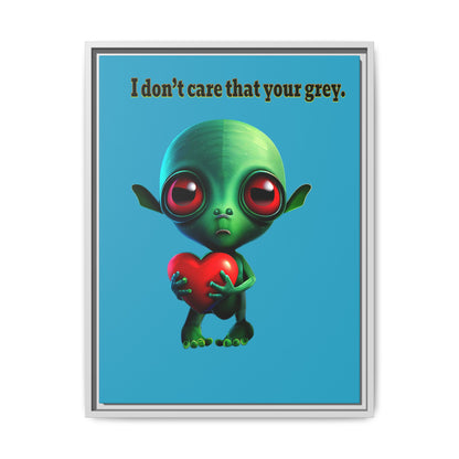 I don't care that your grey - framed canvas art (turquoise)