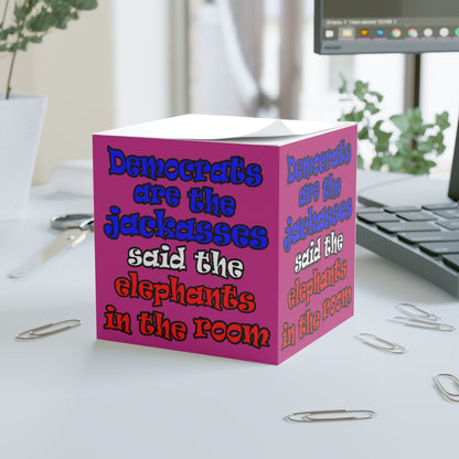 donkeys and elephants - note cube (pink)