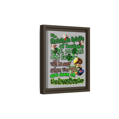 christmas spirits of boston - framed canvas art (light grey)