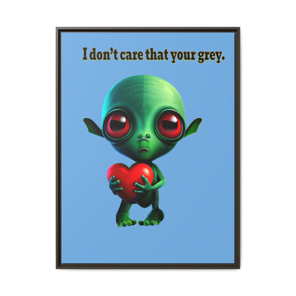 I don't care that your grey - framed canvas art (light blue)