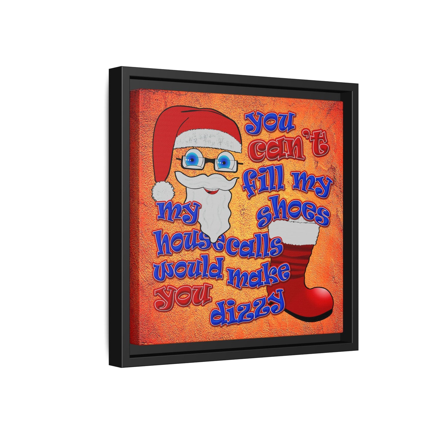 santa's shoes - framed canvas art (burnt orange)