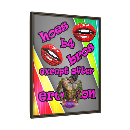 hoes b4 bros - framed canvas art (rainbow split)