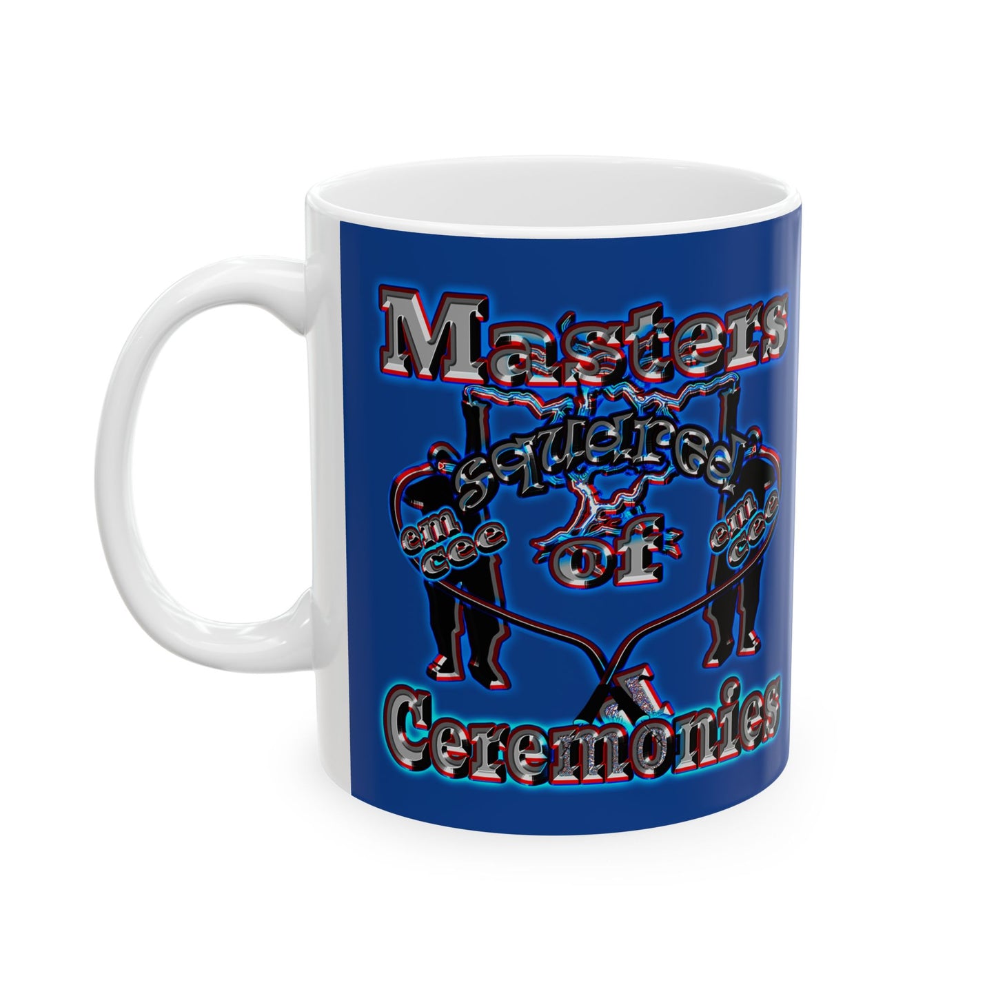 em cee squared - White Mug (dark blue)