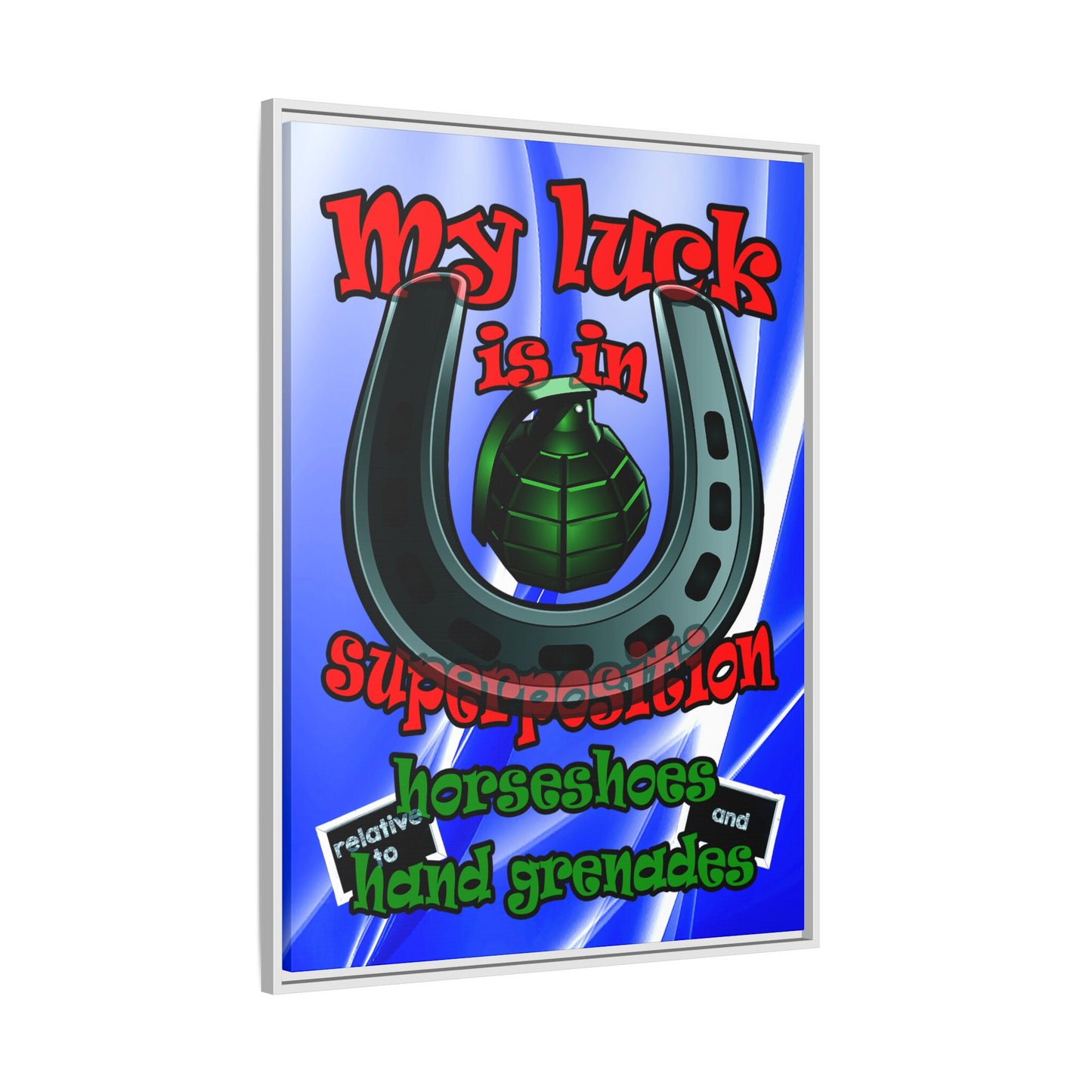 my luck - framed canvas art (blue-white wave)