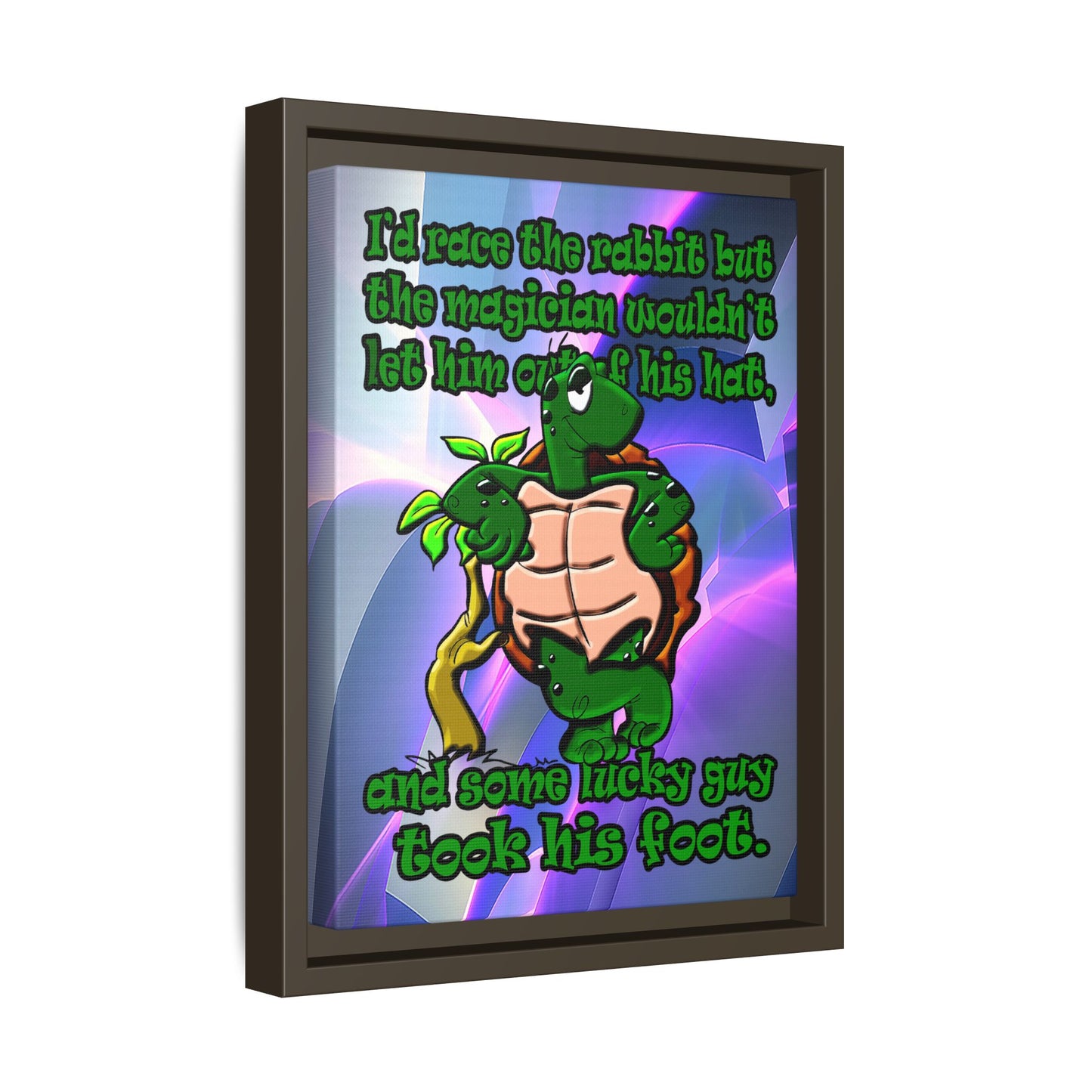 turtle race - framed canvas art (grey-pink wave)