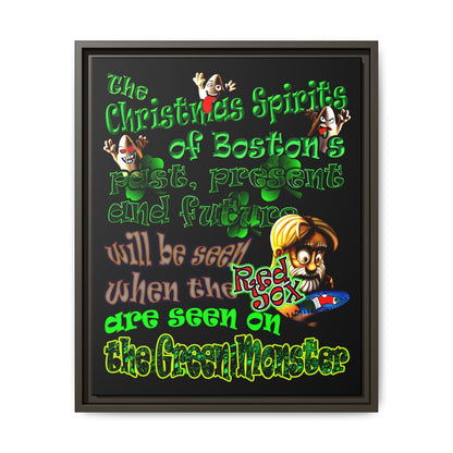 christmas spirits of boston - framed canvas art (black)